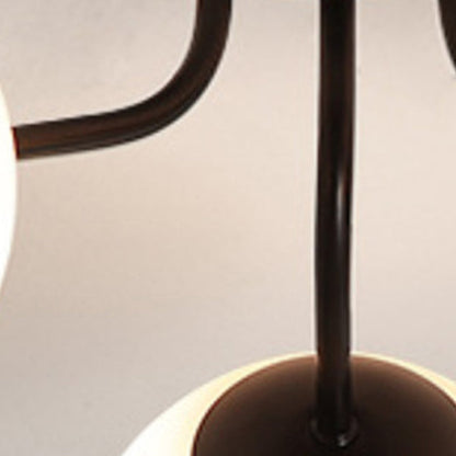 Modern Minimalist Curved Pole Globe Iron Glass 3/5 Light Semi-flush Mount Ceiling Light for Living Room