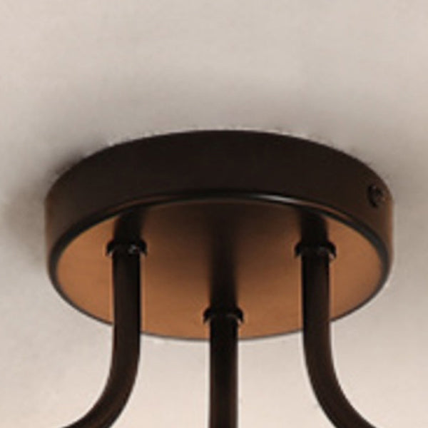 Modern Minimalist Curved Pole Globe Iron Glass 3/5 Light Semi-flush Mount Ceiling Light for Living Room