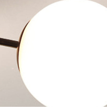 Modern Minimalist Curved Pole Globe Iron Glass 3/5 Light Semi-flush Mount Ceiling Light for Living Room
