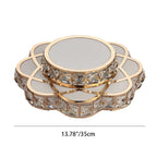 Contemporary Creative Flower Iron Crystal Glass Shade LED Flush Mount Ceiling Light For Hallway