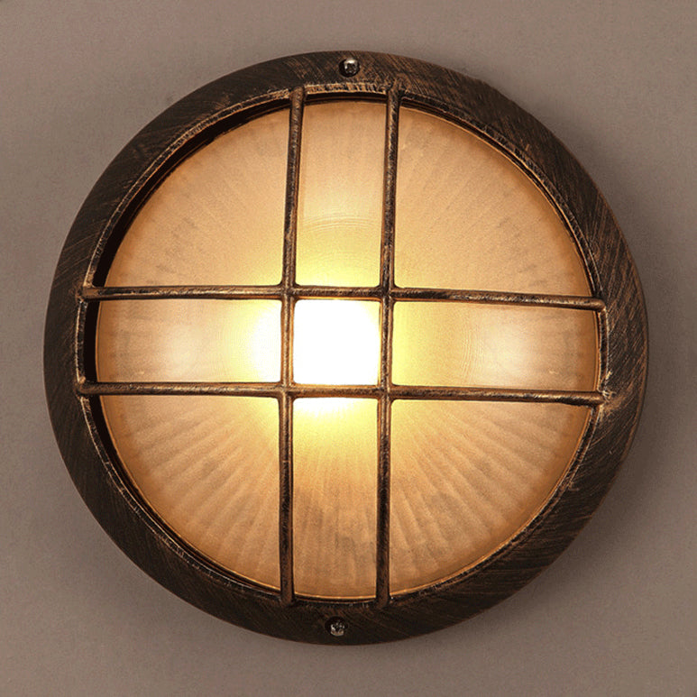 Contemporary Industrial Round Octagonal Iron Frame Glass Shade 1-light Flush Mount Ceiling Light for Living Room