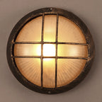 Contemporary Industrial Round Octagonal Iron Frame Glass Shade 1-light Flush Mount Ceiling Light for Living Room