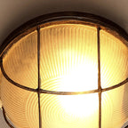 Contemporary Industrial Round Octagonal Iron Frame Glass Shade 1-light Flush Mount Ceiling Light for Living Room