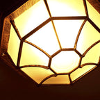 Contemporary Industrial Round Octagonal Iron Frame Glass Shade 1-light Flush Mount Ceiling Light for Living Room