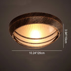 Contemporary Industrial Round Octagonal Iron Frame Glass Shade 1-light Flush Mount Ceiling Light for Living Room