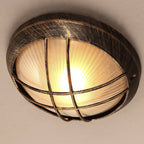 Contemporary Industrial Round Octagonal Iron Frame Glass Shade 1-light Flush Mount Ceiling Light for Living Room