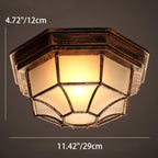 Contemporary Industrial Round Octagonal Iron Frame Glass Shade 1-light Flush Mount Ceiling Light for Living Room