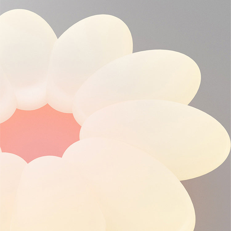 Contemporary Nordic Flower Hardware Frame Acrylic Shade LED Semi-Flush Mount Ceiling Light For Bedroom