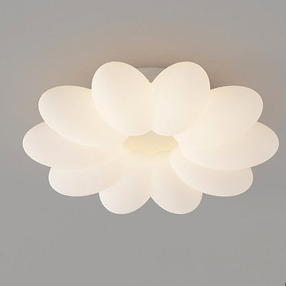Contemporary Nordic Flower Hardware Frame Acrylic Shade LED Semi-Flush Mount Ceiling Light For Bedroom