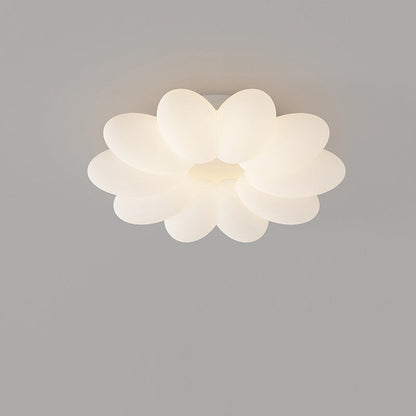Contemporary Nordic Flower Hardware Frame Acrylic Shade LED Semi-Flush Mount Ceiling Light For Bedroom