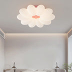 Contemporary Nordic Flower Hardware Frame Acrylic Shade LED Semi-Flush Mount Ceiling Light For Bedroom