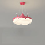 Contemporary Creative Kids Round Crown Donut Hardware Frame Plastic Shade LED Pendant Light For Bedroom