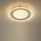 Modern Luxury Round Pattern Lace Iron Acrylic LED Flush Mount Ceiling Light For Living Room