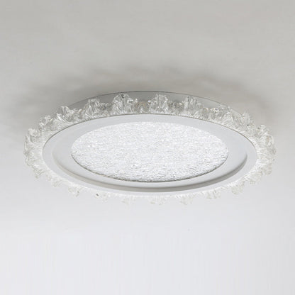 Modern Luxury Round Pattern Lace Iron Acrylic LED Flush Mount Ceiling Light For Living Room