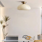 Contemporary Nordic Pumpkin Shape Iron Glass 1-light Semi-flush Mount Ceiling Light for Living Room