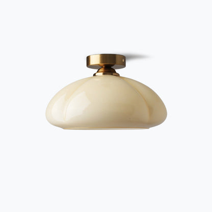 Contemporary Nordic Pumpkin Shape Iron Glass 1-light Semi-flush Mount Ceiling Light for Living Room