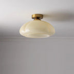 Contemporary Nordic Pumpkin Shape Iron Glass 1-light Semi-flush Mount Ceiling Light for Living Room