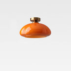 Contemporary Nordic Pumpkin Shape Iron Glass 1-light Semi-flush Mount Ceiling Light for Living Room