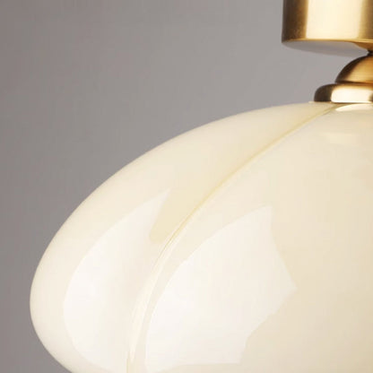 Contemporary Nordic Pumpkin Shape Iron Glass 1-light Semi-flush Mount Ceiling Light for Living Room