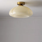 Contemporary Nordic Pumpkin Shape Iron Glass 1-light Semi-flush Mount Ceiling Light for Living Room