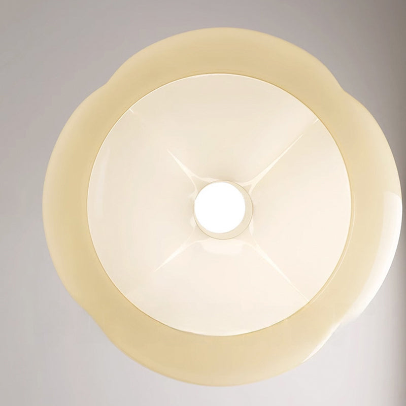 Contemporary Nordic Pumpkin Shape Iron Glass 1-light Semi-flush Mount Ceiling Light for Living Room