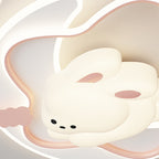 Contemporary Creative Kids Star Moon Rabbit Bear Iron Plastic LED Flush Mount Ceiling Light for Bedroom