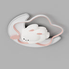 Contemporary Creative Kids Star Moon Rabbit Bear Iron Plastic LED Flush Mount Ceiling Light for Bedroom