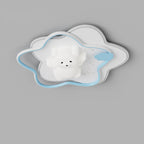 Contemporary Creative Kids Star Moon Rabbit Bear Iron Plastic LED Flush Mount Ceiling Light for Bedroom