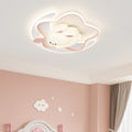 Contemporary Creative Kids Star Moon Rabbit Bear Iron Plastic LED Flush Mount Ceiling Light for Bedroom