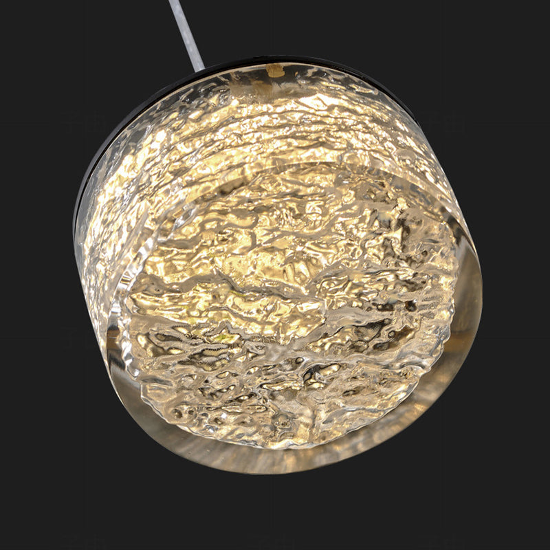 Modern Minimalist Cylinder Resin Stainless Steel LED Pendant Light For Bedroom