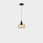 Modern Minimalist Cylinder Resin Stainless Steel LED Pendant Light For Bedroom