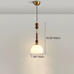 Contemporary Retro Cylinder Orb Oval Wood Hardware Glass Fabric 1-Light Pendant Light For Bedroom