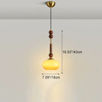 Contemporary Retro Cylinder Orb Oval Wood Hardware Glass Fabric 1-Light Pendant Light For Bedroom