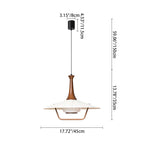 Contemporary Nordic Round Flying Saucer Shape Iron Solid Wood Fabric Glass 1-Light Pendant Light For Living Room