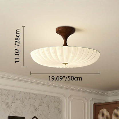 Contemporary Nordic Round Striped Acrylic Shade Iron Frame LED Semi-flush Mount Ceiling Light for Bedroom
