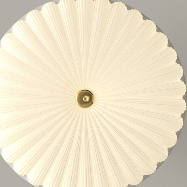 Contemporary Nordic Round Striped Acrylic Shade Iron Frame LED Semi-flush Mount Ceiling Light for Bedroom