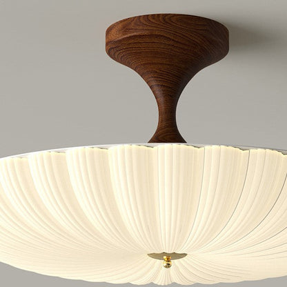 Contemporary Nordic Round Striped Acrylic Shade Iron Frame LED Semi-flush Mount Ceiling Light for Bedroom