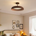 Contemporary Creative Round Disc Hollow Out Iron Frame Acrylic Shade LED Semi-Flush Mount Ceiling Light For Bedroom