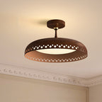 Contemporary Creative Round Disc Hollow Out Iron Frame Acrylic Shade LED Semi-Flush Mount Ceiling Light For Bedroom