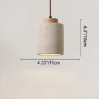Traditional Vintage Cylinder Wood Travertine 1-light Pendant Light for Bedroom BulbSquare
