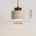 Traditional Vintage Cylinder Wood Travertine 1-light Pendant Light for Bedroom BulbSquare