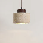 Traditional Vintage Cylinder Wood Travertine 1-light Pendant Light for Bedroom BulbSquare
