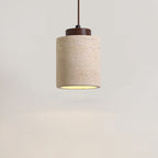 Traditional Vintage Cylinder Wood Travertine 1-light Pendant Light for Bedroom BulbSquare