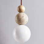 Traditional Japanese Multi Orb Wood Travertine 1-light Pendant Light for Living Room Lumendat