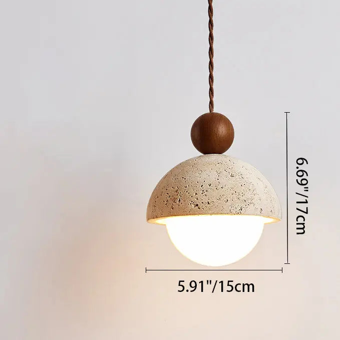 Traditional Japanese Multi Orb Wood Travertine 1-light Pendant Light for Living Room Lumendat