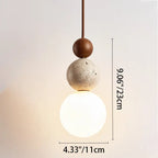 Traditional Japanese Multi Orb Wood Travertine 1-light Pendant Light for Living Room Lumendat