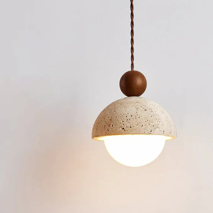 Traditional Japanese Multi Orb Wood Travertine 1-light Pendant Light for Living Room Lumendat