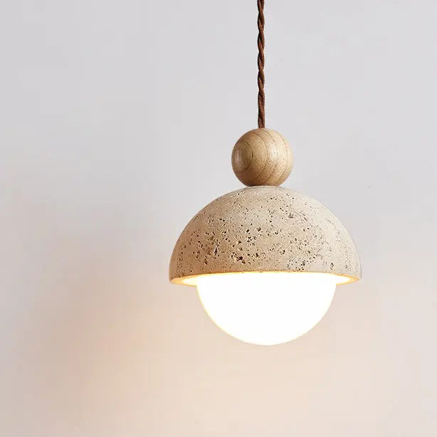 Traditional Japanese Multi Orb Wood Travertine 1-light Pendant Light for Living Room Lumendat