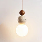 Traditional Japanese Multi Orb Wood Travertine 1-light Pendant Light for Living Room Lumendat