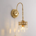 Traditional French Round Crown Iron Crystal 1-Light Wall Sconce Lamp For Living Room